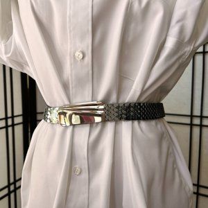 Vintage Belt Silver Toned Leather Shop Brand Lovely Fish Scale Belt